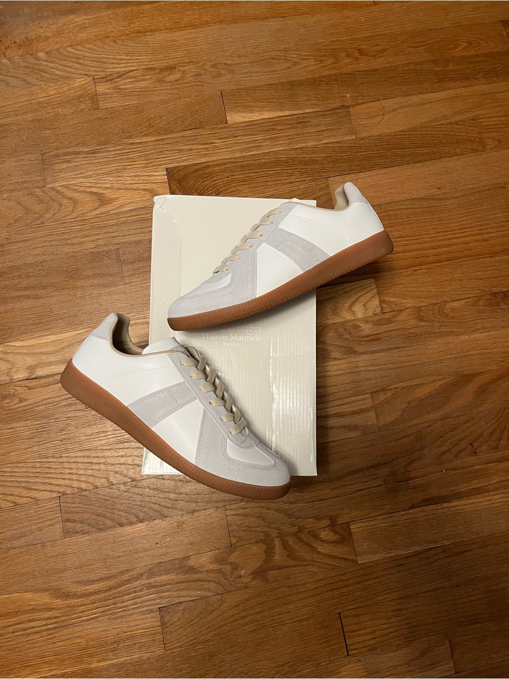 Maison Martin Margiela White Leather Sneakers with Gum Soles